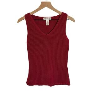 Jones New York Mercerized Cotton Knit Sweater Tank Red Size L